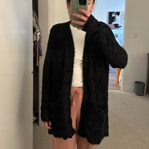 Kensie Furry Black Cardigan